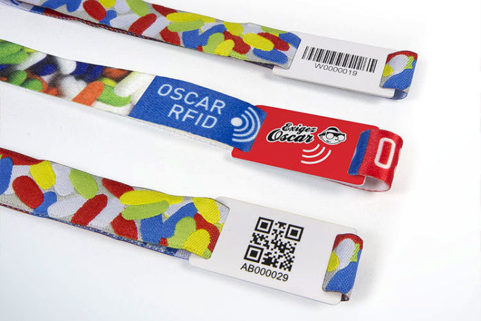 Bracelets avec passant PVC RFID, QR-Codes ou Code-barres